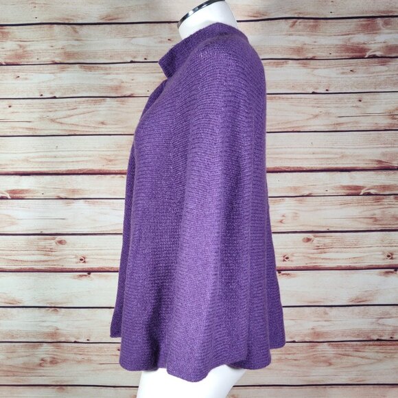 Purple Eileen Fisher Chunky Knit 100% Cashmere Cardigan/Topper - Picture 6 of 9